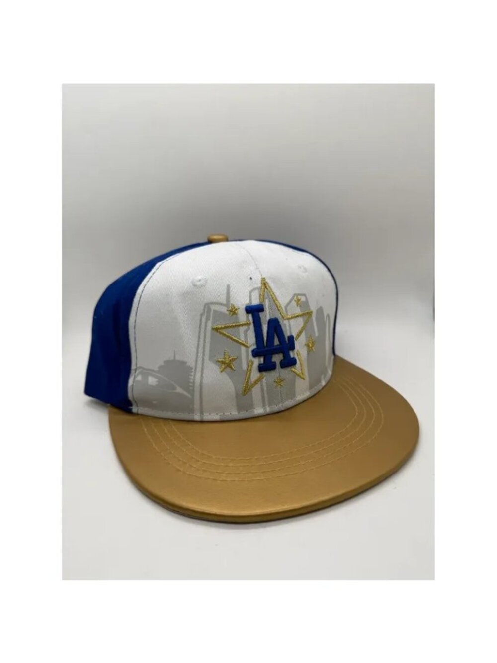 {LA Dodgers Adjustable Snapback Hat Gold Brim Blue & White}
